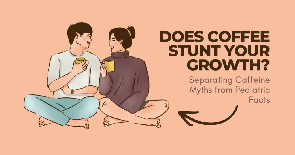 Caffeine Myths Illustration of a person feeling overwhelmed by stress with a scribble cloud above their head, titled "Effective Stress Management: 5-Minute Mindfulness Techniques for Busy Professionals."