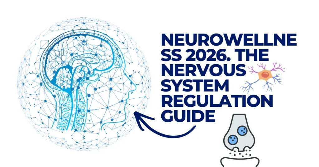 Neurowellness 2026 Nervous System Regulation Guide cover featuring a human brain neural network illustration, a neuron icon, and a synapse diagram.