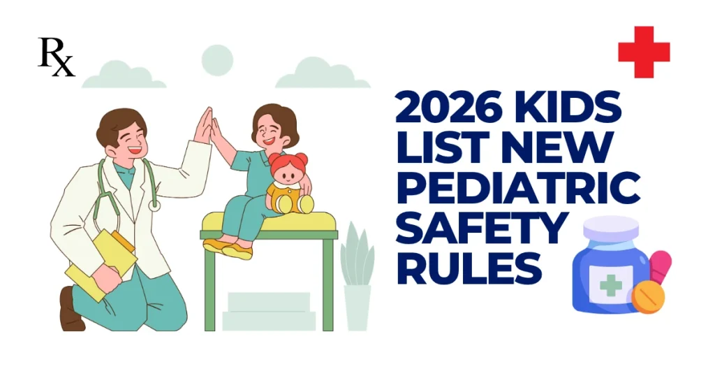A pediatrician giving a high-five to a child on an exam table, illustrating 2026 new pediatric safety rules for kids.